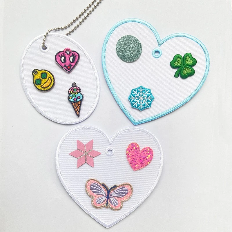 Heart Twill Fabric Keychain/key Ring/key Tag high quality